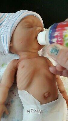 12 Painted Drink & Wet Micro Preemie Full Body Silicone Baby Girl Doll Olivia