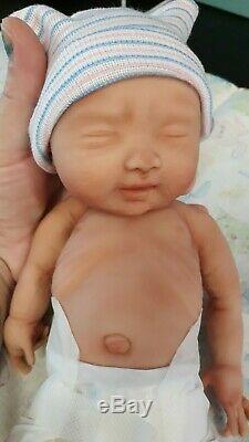 12 Painted Drink & Wet Micro Preemie Full Body Silicone Baby Girl Doll Olivia