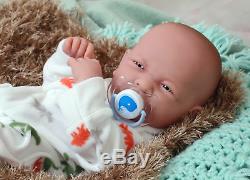 14'' Reborn Baby Boy Real Doll Full Body Vinyl Silicone Handmade Lifelike Toys