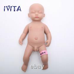15'' Full Silicone Reborn Baby Boy Eyes Closed Sleeping Newborn Silicone Doll