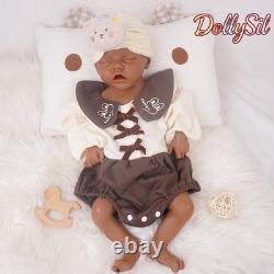 17.52 Reborn Girl Doll Full Silicone Newborn Baby Doll Toy Gift Dark Brown