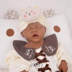 17.52 Reborn Girl Doll Full Silicone Newborn Baby Doll Toy Gift Dark Brown