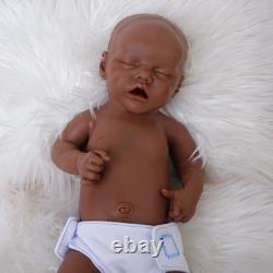 17.52 Reborn Girl Doll Full Silicone Newborn Baby Doll Toy Gift Dark Brown