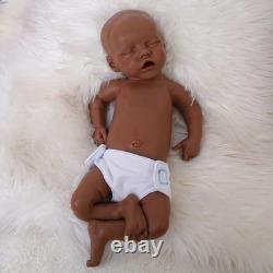 17.52 Reborn Girl Doll Full Silicone Newborn Baby Doll Toy Gift Dark Brown
