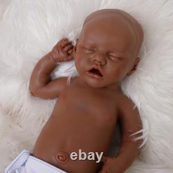 17.52 Reborn Girl Doll Full Silicone Newborn Baby Doll Toy Gift Dark Brown