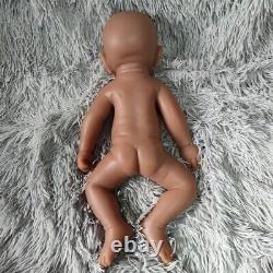 17 brown skin full body soft silicone reborn baby doll head can be turned