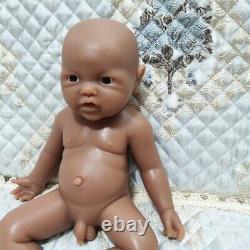 17Lifelike Reborn Baby Boy Doll Full Body Silicone Brown Doll Unpainted Xmas