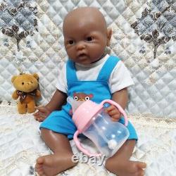 17Lifelike Reborn Baby Boy Doll Full Body Silicone Brown Doll Unpainted Xmas