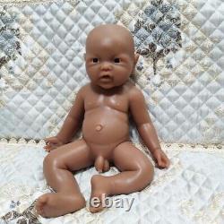 17Lifelike Reborn Baby Boy Doll Full Body Silicone Brown Doll Unpainted Xmas