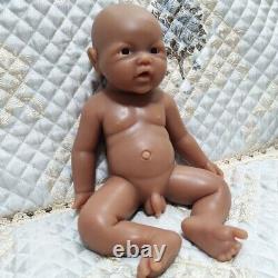 17Lifelike Reborn Baby Boy Doll Full Body Silicone Brown Doll Unpainted Xmas