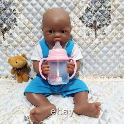 17Lifelike Reborn Baby Boy Doll Full Body Silicone Brown Doll Unpainted Xmas