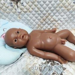 17Lifelike Reborn Baby Boy Doll Full Body Silicone Brown Doll Unpainted Xmas