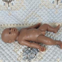 17Lifelike Reborn Baby Boy Doll Full Body Silicone Brown Doll Unpainted Xmas