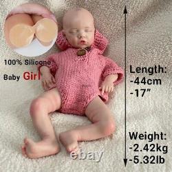 17in Realistic Full Body Silicone Reborn Baby Girl Doll Waterproof Lifelike Gift