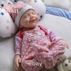 18.5 Full Body Solid Silicone Doll Reborn Baby Dolls Newborn Baby Smiley Girl