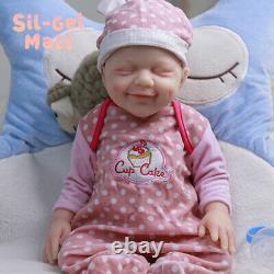 18.5 Full Body Solid Silicone Doll Reborn Baby Dolls Newborn Baby Smiley Girl