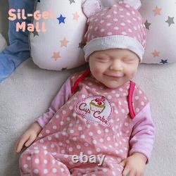 18.5 Full Body Solid Silicone Doll Reborn Baby Dolls Newborn Baby Smiley Girl