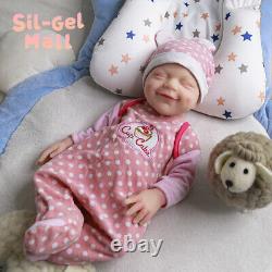 18.5 Full Body Solid Silicone Doll Reborn Baby Dolls Newborn Baby Smiley Girl