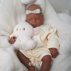 18.9 Inch Silicone Reborn Baby Dolls Lifelike Newborn Girl Dolls Dark Brown