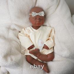 18.9 Inch Silicone Reborn Baby Dolls Lifelike Newborn Girl Dolls Dark Brown