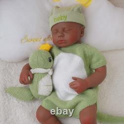 18.9 Inch Silicone Reborn Baby Dolls Lifelike Newborn Girl Dolls Dark Brown