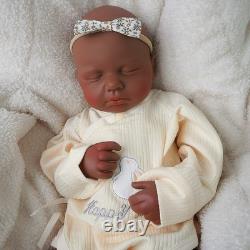 18.9 Inch Silicone Reborn Baby Dolls Lifelike Newborn Girl Dolls Dark Brown