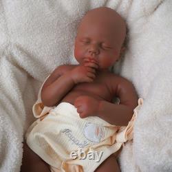 18.9 Inch Silicone Reborn Baby Dolls Lifelike Newborn Girl Dolls Dark Brown
