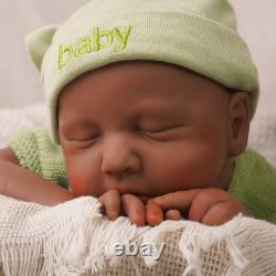 18.9 Inch Silicone Reborn Baby Dolls Lifelike Newborn Girl Dolls Dark Brown