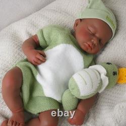 18.9 Inch Silicone Reborn Baby Dolls Lifelike Newborn Girl Dolls Dark Brown
