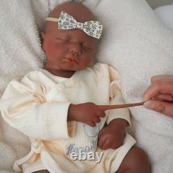 18.9 Inch Silicone Reborn Baby Dolls Lifelike Newborn Girl Dolls Dark Brown