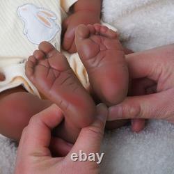 18.9 Inch Silicone Reborn Baby Dolls Lifelike Newborn Girl Dolls Dark Brown