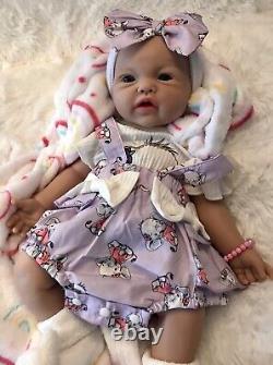 18 Full Body Silicone Reborn Baby Girl Infant Doll 5 lbs Open Mouth Pacifier