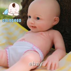 18 Full Silicone Reborn Doll Handmade Baby Girl, Open Eyes fit for Kids Play