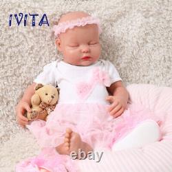 18 Handmade Sleeping Baby Girl Full Body Waterproof Soft Silicone Newborn Doll