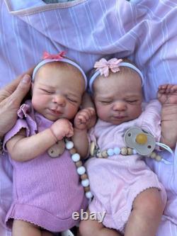 18 Inch Lifelike Twin Reborn Baby Dolls Girl, Realistic Twin Newborn Baby Doll T