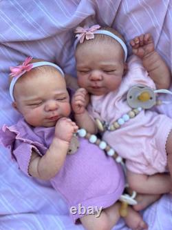 18 Inch Lifelike Twin Reborn Baby Dolls Girl, Realistic Twin Newborn Baby Doll T