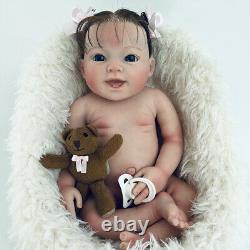 18 Lifelike Reborn Baby Dolls Full Solid Silicone Baby Doll Newborn Girl & hair