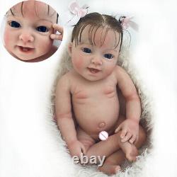 18 Lifelike Reborn Baby Dolls Full Solid Silicone Baby Doll Newborn Girl & hair