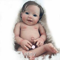 18 Lifelike Reborn Baby Dolls Full Solid Silicone Baby Doll Newborn Girl & hair