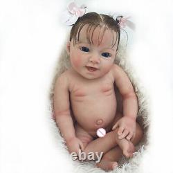 18 Lifelike Reborn Baby Dolls Full Solid Silicone Baby Doll Newborn Girl & hair