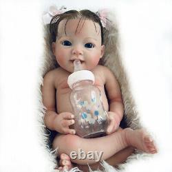 18 Lifelike Reborn Baby Dolls Full Solid Silicone Baby Doll Newborn Girl & hair