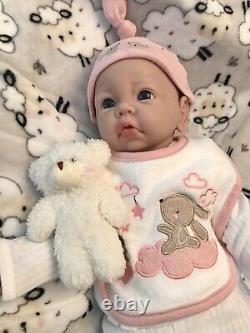 18 Premium Silicone Reborn Baby Girl Blue Eyes Newborn Soft Floppy Infant Doll