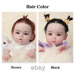 18 Reborn Doll Full Body Silicone Newborn Baby Girl Real Rebon With Rotted Hair