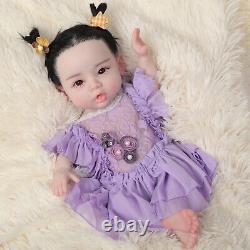 18 Reborn Doll Full Body Silicone Newborn Baby Girl Real Rebon With Rotted Hair