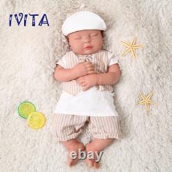 18''Silicone Closed Eyes Sleeping Baby Lifelike Doll Boy Birthday Gift Toy Doll