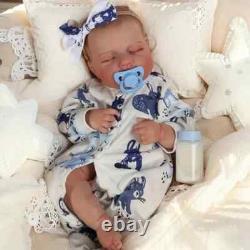 18 Silicone Vinyl Real Newborn Bebe Asleep Fat Black Skin Reborn Baby Doll