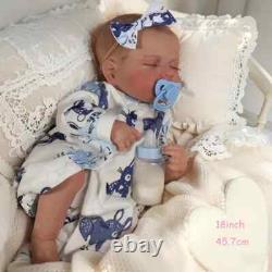 18 Silicone Vinyl Real Newborn Bebe Asleep Fat Black Skin Reborn Baby Doll
