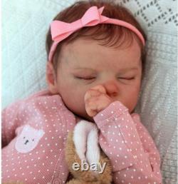 18Inch Reborn Baby Doll Silicone Full Body Girl with Hand Rooted Hair, Open Mo