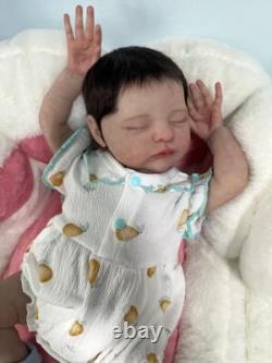 18in Real Looking Asleep Toddler Cute Baby Reborn Dolls Laura Rooted Hair Gifts
