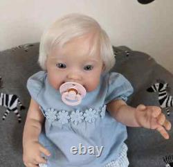 19 Artist Finished Doll Reborn Baby Doll With Hand-Rooted White Hair Girl Gift